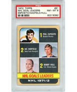 1972 Topps NHL Goal Leaders #61 PSA 8 Esposito/Hull/Hadfield P1408 - $818.84 MXN