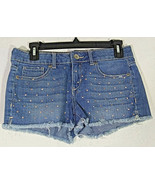 Aeropostale Juniors Shorts Size 3 4 Blue Jean Studded Frayed Hem Distres... - $9.99