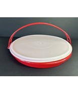 Tupperware Party Veggie Platter Divided Tray 405-1 Round Red With Handle... - £7.46 GBP