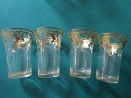 Bohemian Czech Crystal Hand Painted Gold Leaves 4 Water / 4 Shot Glasses Pick 1 - £68.73 GBP