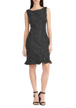 New American Living Black White Dots Ruffle Sheath Dress Size 12 14 Size 16 $89 - £43.90 GBP+