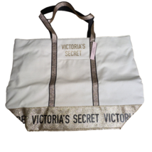 NEW Victoria's Secret GOLD SPARKLE TOTE Zippered  Canvas SUMMER WEEKENDE... - $30.00