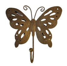 Metal Butterfly 6.5&quot; Single Hook Coat Hat Jewelry Hanger New Brown Distressed - £10.46 GBP