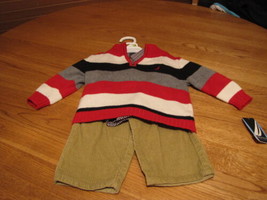 Boys Nautica outfit set 3/6M sweater pull over cord pants LS shirt $69.5... - £14.99 GBP