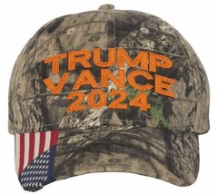 Trump Vance 2024 Embroidered Hat Mossy Oak CWF305 Adjustable Hat ORANGE TEXT - £18.78 GBP