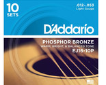 10 Pack D&#39;Addario EJ16-10P Light Acoustic Guitar Strings Phosphor Bronze - $121.99