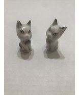 Occupied Japan Porcelain Sitting Cat Figurine Kitten Set Of2 Miniature - $39.10 CAD