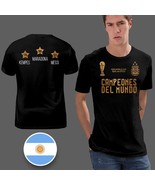 Argentina World Champions 3 Stars FIFA World Cup Black T-Shirt Legends - $34.17 CAD+