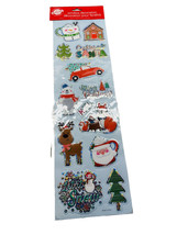 Window Decorations Christmas House New 5.5" x 18.75" Red White Green 12 Stickers - £8.66 GBP