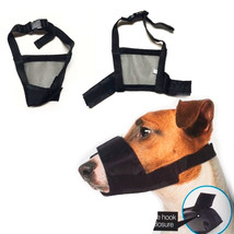 Pet Dog Mesh Mouth Muzzle Grooming Mask Nylon No Bark Bite Chewing Adjustable Bk - £11.21 GBP