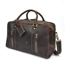 Men Travel Luggag Bag Crazy Horse Leather Weekend Duffel Bags Male Real Cow Leat - £370.61 GBP