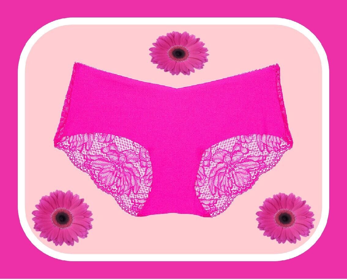 Primary image for XS  Hot Bali Pink w Lace Back NO SHOW Smooth Victorias Secret Hiphugger Pantie