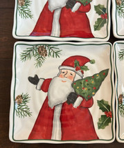 Maxcera New Santa Claus With Christmas Tree Salad Plates 8.5&quot; Square Set Of 4 - £47.95 GBP