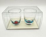 NEW Starbucks 2005 Coffee Espresso Shot Glass Pair Red Blue Colored Bott... - $24.99
