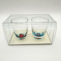 NEW Starbucks 2005 Coffee Espresso Shot Glass Pair Red Blue Colored Bott... - $24.99
