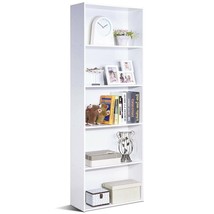 Modern 5-Tier Bookcase Storage Shelf in White Wood Finish - $502.78