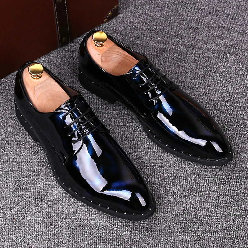 Korean style mens casual patent leather shoes wedding party wear oxs shoe  dress - £210.74 GBP