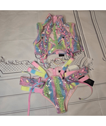 Dolls Kill Harness Rainbow Sequin Rave Festival Lace Up Top - M - $919.92 MXN