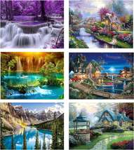 6 Pack Paint by Numbers Kits for Adults,Landscape Waterfall Easy DIY Paint by Nu - £21.11 GBP