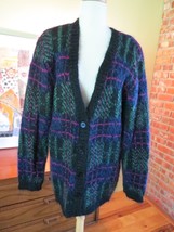 Vintage Tartan Plaid Mohair Wool Sweater Susan Bristol M. eeuc - $38.61