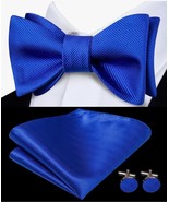 Pre-Tied Bowtie, Hanky, &amp; Cufflinks: Pin-Point Royal Blue (LH-2510) - $18.99