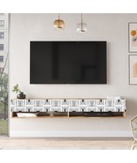 Future TV Unit Maze Pine-White UV Print 70 inches Floating Entertainment... - $5,930.52 MXN