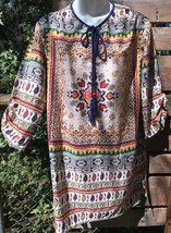 NWT Kyla Seo Women&#39;s Small Artsy Abstract Paisley Tunic Top silk feel po... - $48.01