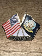 United States Navy/USA American Crossed-Flag Pin Silver/Gold Finish and ... - $5.94