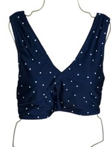 Nani Women&#39;s XL Blue Polka Dot Swimwear Switch V-Crop Swimsuit Top - £31.31 GBP