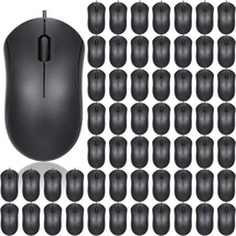 Xuhal 10Pcs Black Wired Mouse Bulk 1000 DPI 3 Button Corded Computer Mouse Slim - £18.38 GBP