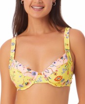 MSRP $20 California Waves Juniors Printed Underwire Bikini Top Yellow Size XL - £9.54 GBP