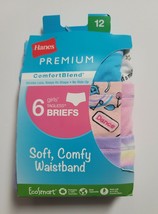 Hanes Girls Premium Comfort Blend Briefs 6 Pack Multi Color Size 12 No Ride Up - £7.41 GBP