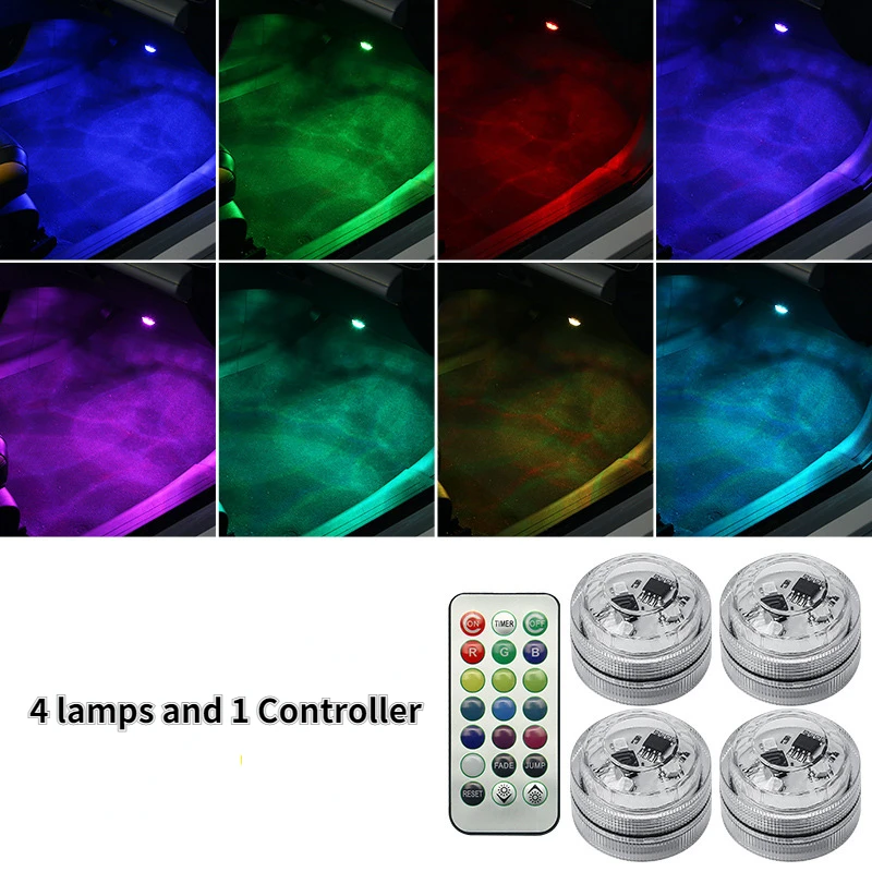 Wireless Adhesive LED Car Interior Ambient Light Remote Control Decoration Auto  - £112.83 GBP