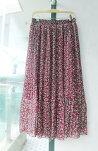 Black Pleated Chiffon Skirt Outfit Women Summer Chiffon Midi Skirt Plus Size image 7