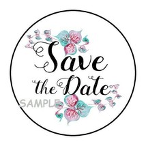 30 Save The Date Envelope Seals Labels Stickers 1.5&quot; Round Floral Wedding Shower - £5.88 GBP