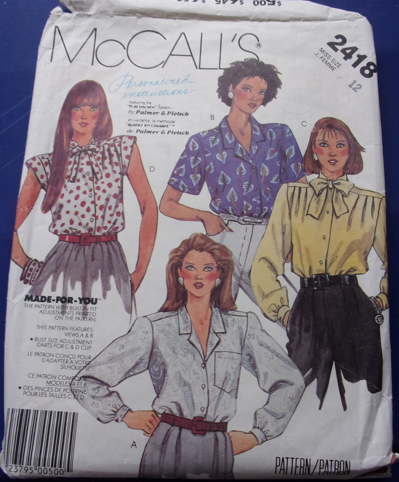 Primary image for McCall’s Misses Blouses Size 12 #2418