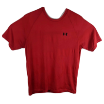 Under Armour Mens Red Athletic Shirt Large Heatgear Tee Unique Design - $22.16