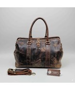 Handmade Full-Grain Leather Duffle Bag: Vintage Brown Weekender - $6,560.73 MXN