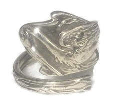 Vintage Stork Marsh Baby Shower Spoon Ring Sterling Silver Ring Size 8.25 adj - £50.56 GBP