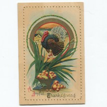 Vtg. 1916 Divided Back A Joyful Thanksgiving Postcard Turkey Fruit Unposted UNP - £4.74 GBP