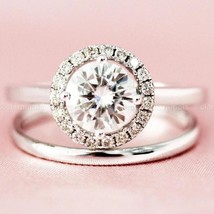 2 Carat Round Cut Diamond Bridal Set Engagement Ring Solid 14K White Gold Finish - £68.26 GBP