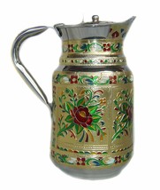 Indian Fine Stainless Steel water Pitcher, Meenakari decorative Jug, Table ware - £37.56 GBP