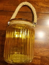 Glass ~ Decorative Hanging Jar ~ Gold in Color ~ 4.5&quot; x 5&quot; - £17.93 GBP