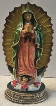 OUR LADY OF GUADALUPE VIRGIN MARY PRAY FLOWER ROSE RELIGIOUS FIGURINE - $26.57
