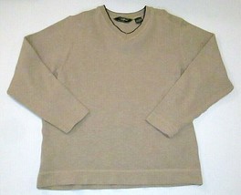 Men&#39;s Eddie Bauer Oatmeal Beige V Neck Pullover Sz Small 100% Cotton - £9.46 GBP