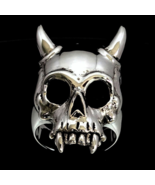 Sterling silver Skull ring Horned Vampire half Skull high polished 925 s... - $169.79 CAD