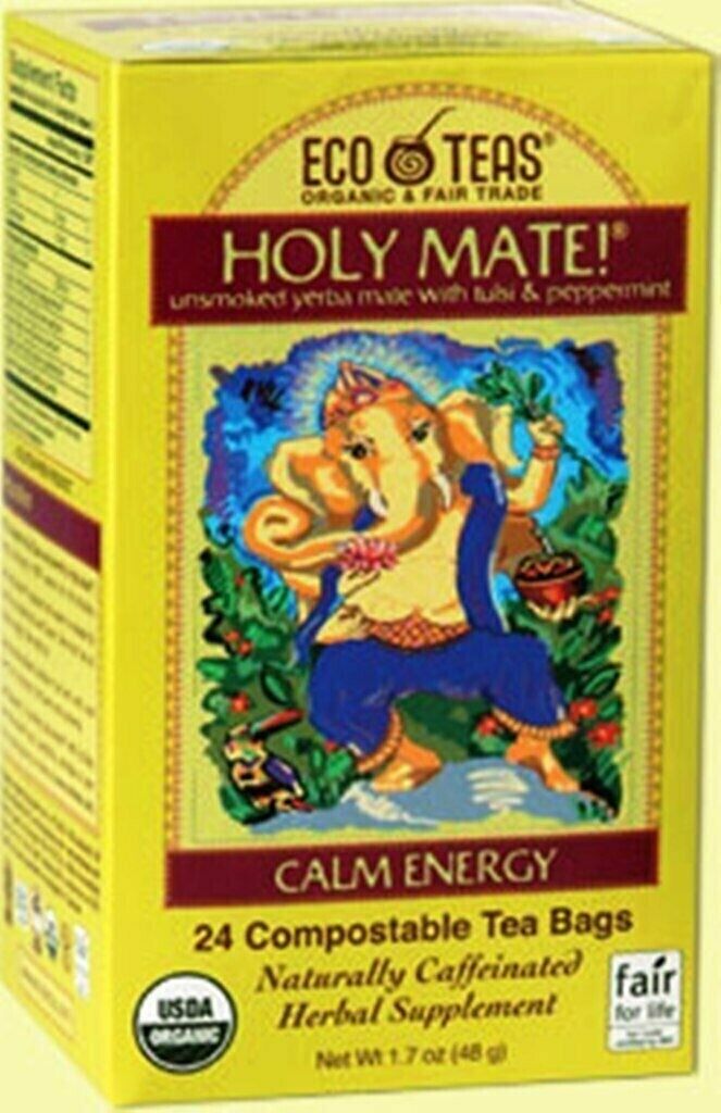 Eco Teas Organic Teas Holy Mate! Unsmoked Yerba Mate with Tulsi 24 tea bags - $10.69