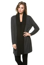 Women&#39;s Chevron Design Open Front Cardigan Black/Gray - $39.19