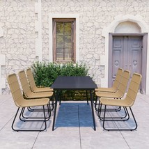  Dining Set Oak Poly rattan 7 Piece Set Stackable Dining Set - $1,771.85 CAD