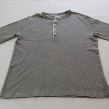 Merona 4-Button Henley Men's Gray Cotton Blend T-Shirt Long Sleeve Size Large image 6